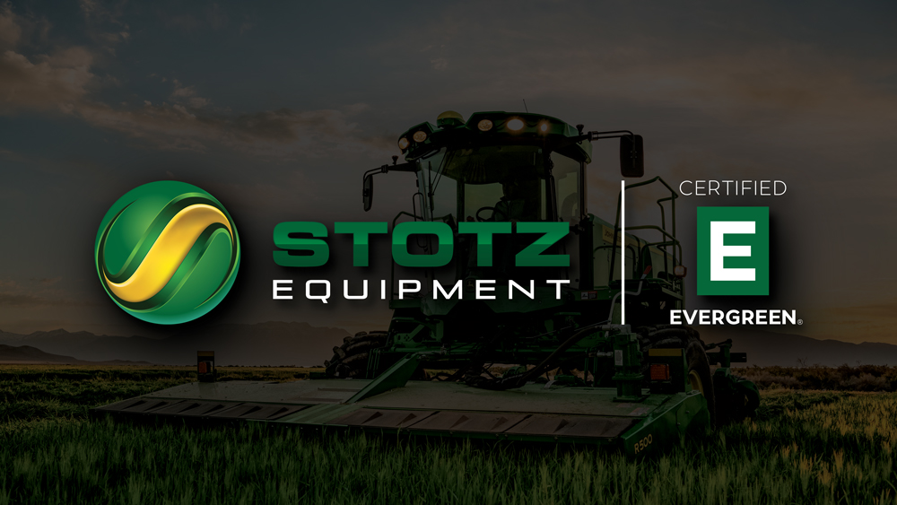 Image of Stotz Equipment and Evergreen Logos over background of foraging equipment